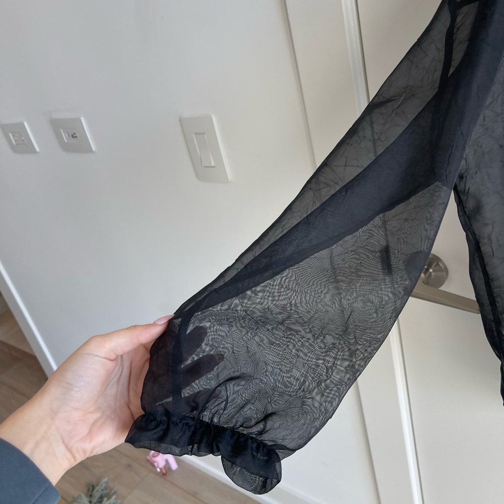 Things Between Black Sheer Blouse Button Up - image 2